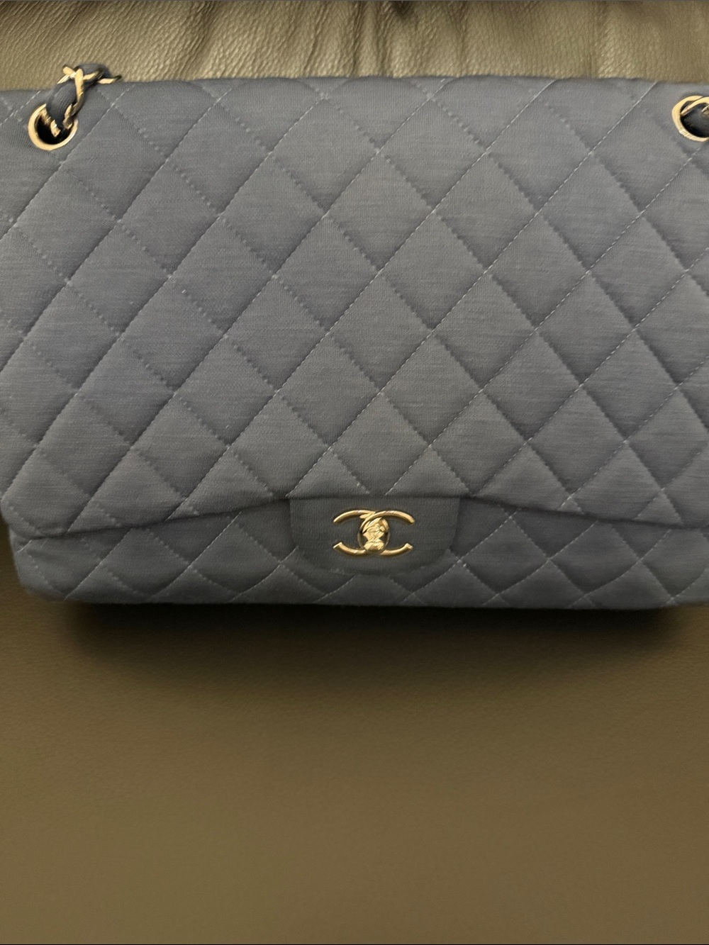 Chanel blue jersey single jumbo flap bag - Picture 2 of 14